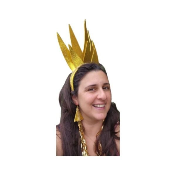 Kit carnaval com tiara e par de brincos longos SOL dourado