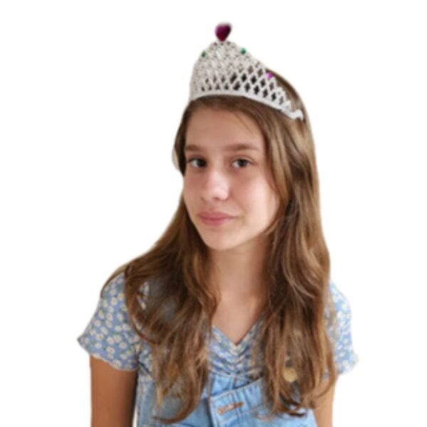 Coroa de princesa com detalhe em coração e pentinhos para fixar