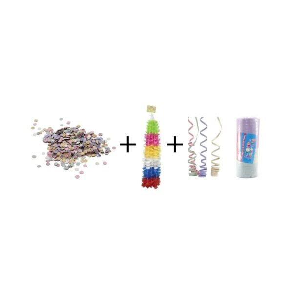 Kit carnaval 5 confetes + 5 colares + 10 serpentinas