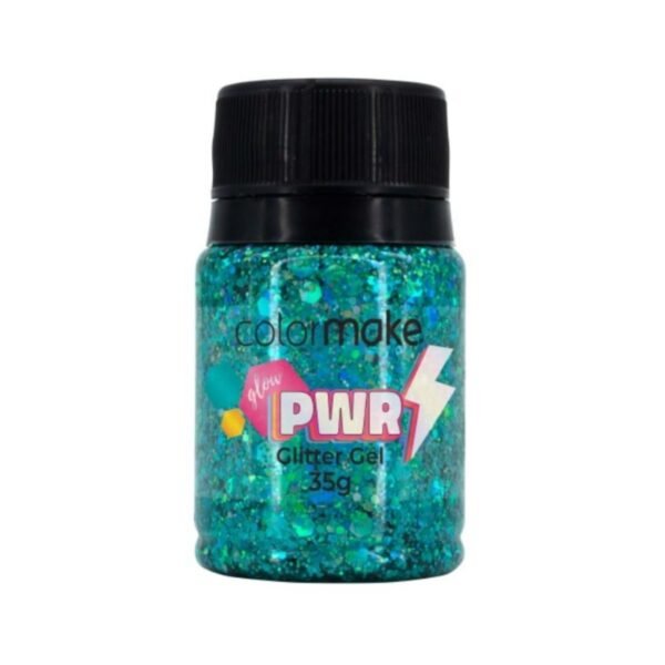 Glitter Gel Glow Power Azul Turquesa Colormake 35g
