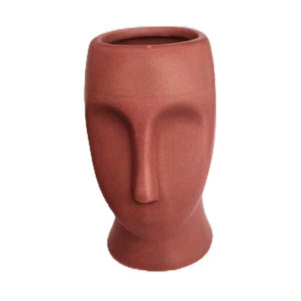 Vaso rosto em cerâmica vinho