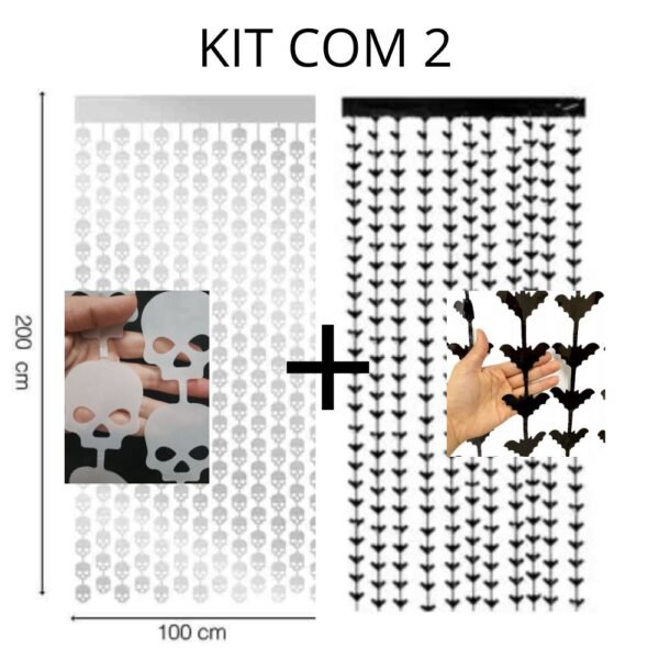 Kit com 2 Cortinhas Halloween 2mts com fixação
