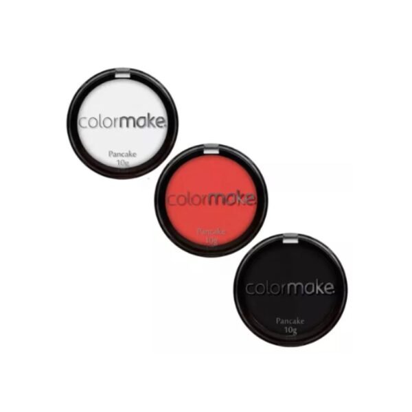 Kit 3 pancakes Colormake vermelho, preto e branco 10g