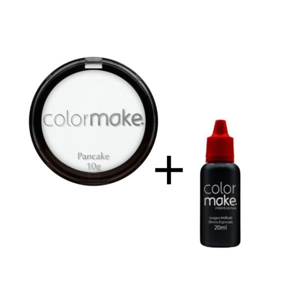 Kit 1 pancake branco 10g e 1 sangue artificial 20ml Colormake