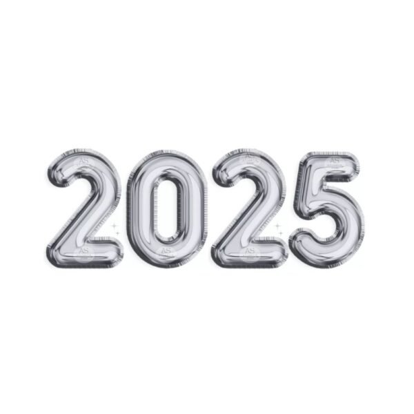 Balão ano novo metalizado 2025 prata