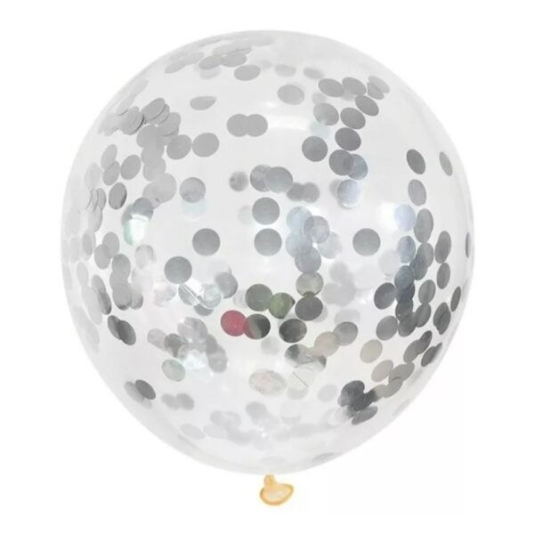 Balão Bubble com Confete Prata 45cm