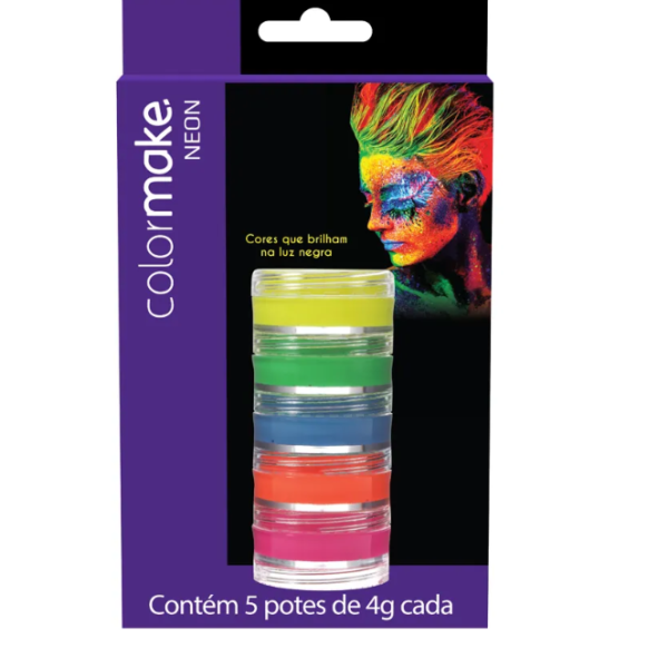 Maquiagem Tinta Cremosa torre c 5 cores NEON FLUOR Colormake