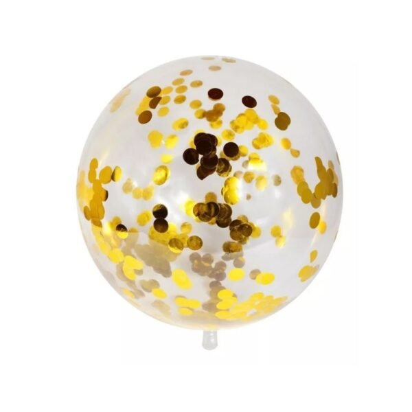 Balão Bubble com Confete Dourado 45cm