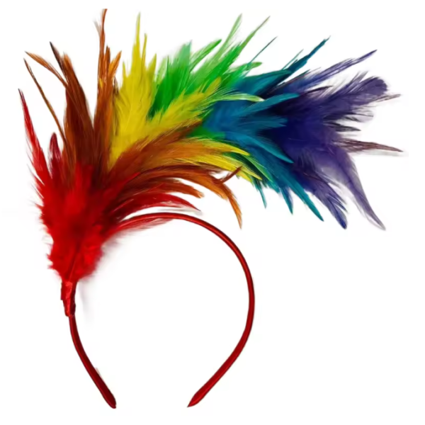Tiara PRIDE CARNAVAL com penas coloridas