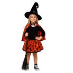 Kit Fantasia Saia e Capa Bruxinha Infantil Halloween