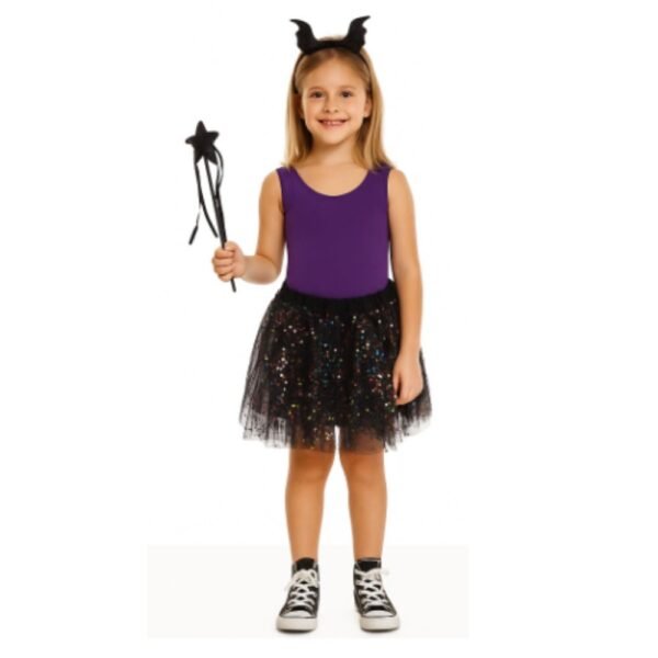 Fantasia Morceguinha Halloween paetê holográfico
