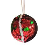 Bola de Natal Gde em Paetê Bicolor Verde e Vermelha N.9 - Imagem 2