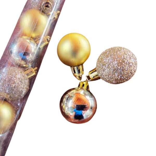 Kit 15 Bolas Natal Tam.3 Dourada Glitter, Brilho e Fosca