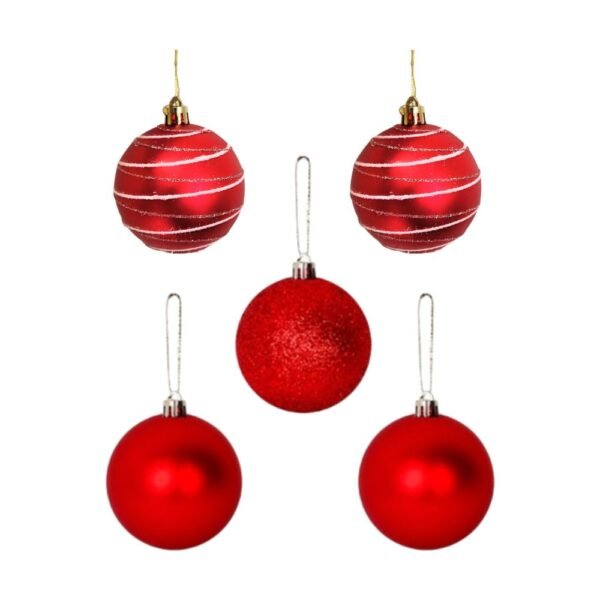 Kit 5 Bolas de Natal Espiral N. 7 Brilho Glitter Fosca