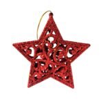 Enfeite Natalino Estrela Vazada Vermelha/Dourada - Imagem 3