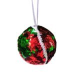 Bola de Natal Gde em Paetê Bicolor Verde e Vermelha N.9