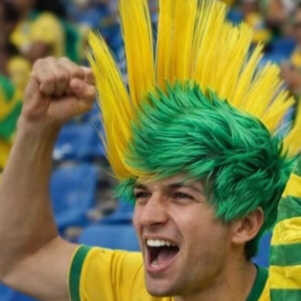 Peruca MOICANO Copa Brasil Verde e Amarelo