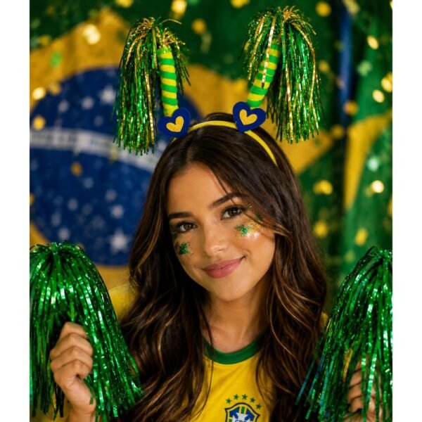 Kit Tiara, Pompom e Glitter Colormake Copa Brasil