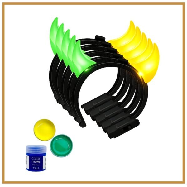 Kit 5 tiaras diabinho LED + 3 tintas Colormake Brasil Copa