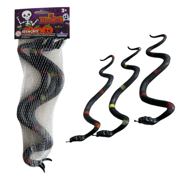 f6751ef02b56e158a76e3975b997d7ce.png Kit Decoração Halloween 3 cobras 27 cm - Imagem 1